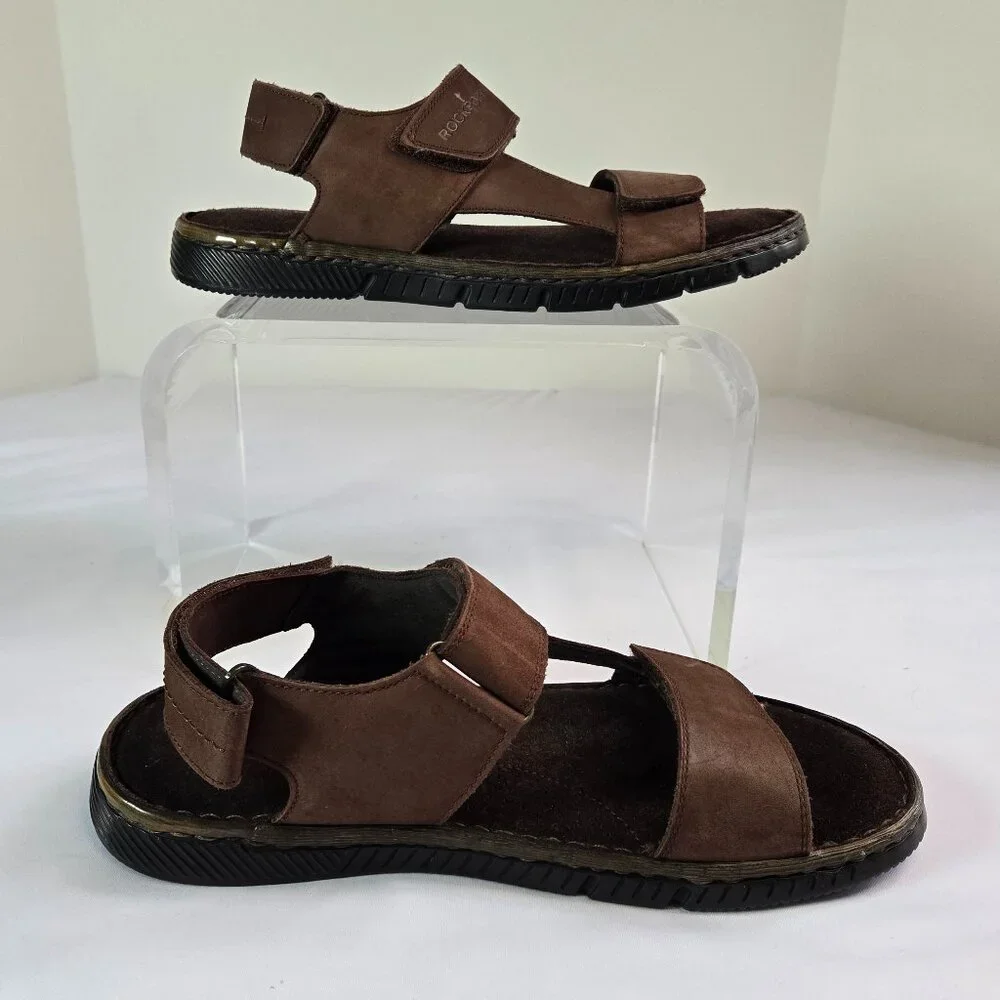 ROCKPORT Men's Jhett Sandals Sz: 8.5 Dark Brown Nubuck
